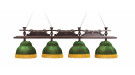 Лампа Император 4пл, ясень (№6,бархат зеленый,бахрома желтая,фурнитура золото)