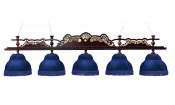 Лампа Император-Люкс 5пл. ясень (№7,бархат синий,бахрома синяя,фурнитура золото)