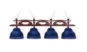 Лампа Венеция 4пл. ясень (№2,бархат синий,бахрома синяя,фурнитура золото)