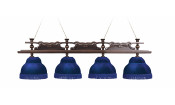 Лампа Император 4пл. клен (№1,бархат синий,бахрома синяя,фурнитура золото)