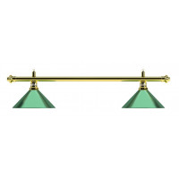 Лампа на два плафона "Evergreen" (золотистая штанга, зеленый плафон D35см)