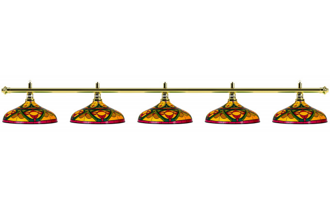 Лампа на пять плафонов "Colorful" (золотистая штанга, цветной плафон D44см)