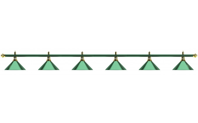 Лампа на шесть плафонов «Allgreen» (зелёная штанга, зелёный плафон D35см)